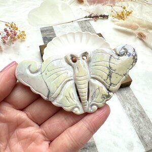 Beautiful Small Angel Aura Howlite Butterfly/Moth Carving